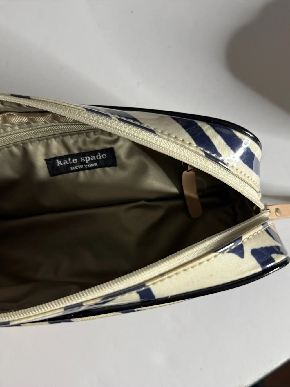 kate spade Navy and Cream Printed Cosmetic Pouch